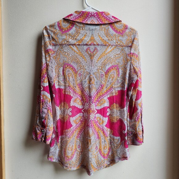 INC International Concepts Paisley Half Button Down Shirt Size Medium - Picture 14 of 14